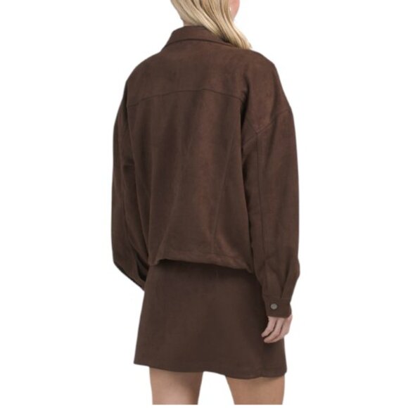 MOON RIVER Faux Suede Bomber Jacket - Picture 3 of 3